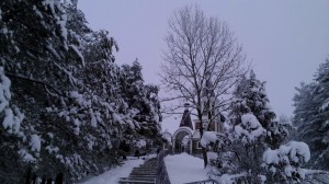 монастырь зимой       